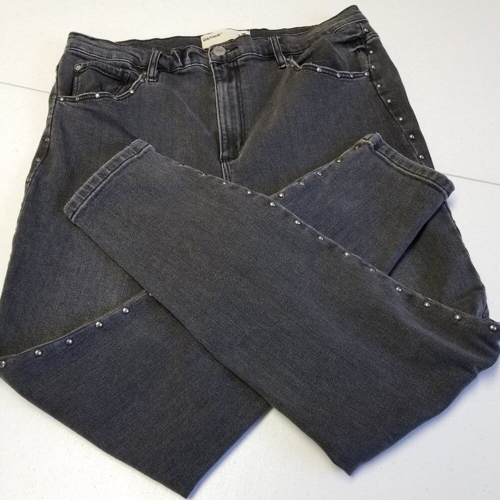 Garage Jeans Studded Sides Ultra High Rise Soft Gray Nice Size 13